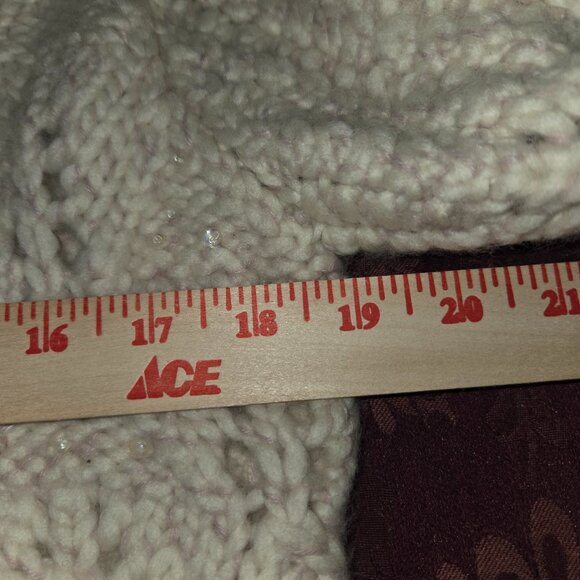 Anthropologie Hand Knit by Dollie Ivory Sequin Wool Knit Cardigan Women Size XL - Picture 6 of 9